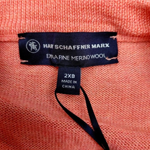 Hart Schaffner Marx Extra Fine Merino Wool Sweater Men's 2XB Coral Heather NWT - Picture 5 of 10